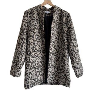 Lucy Avenue Leopard Print Open Front Blazer Jacket XL Womens